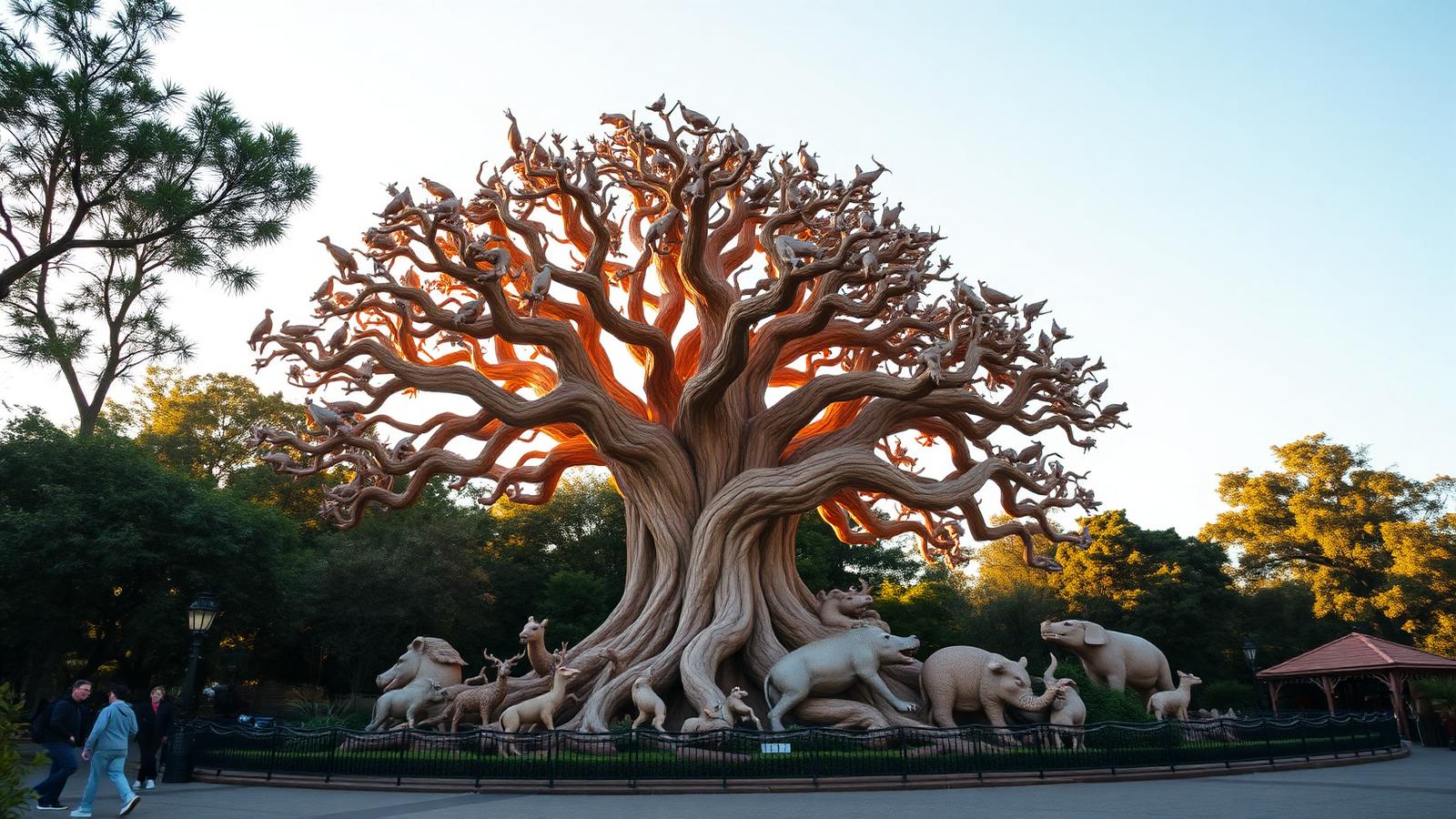 The Tree of Life at Animal Kingdom carved with hundreds of animals