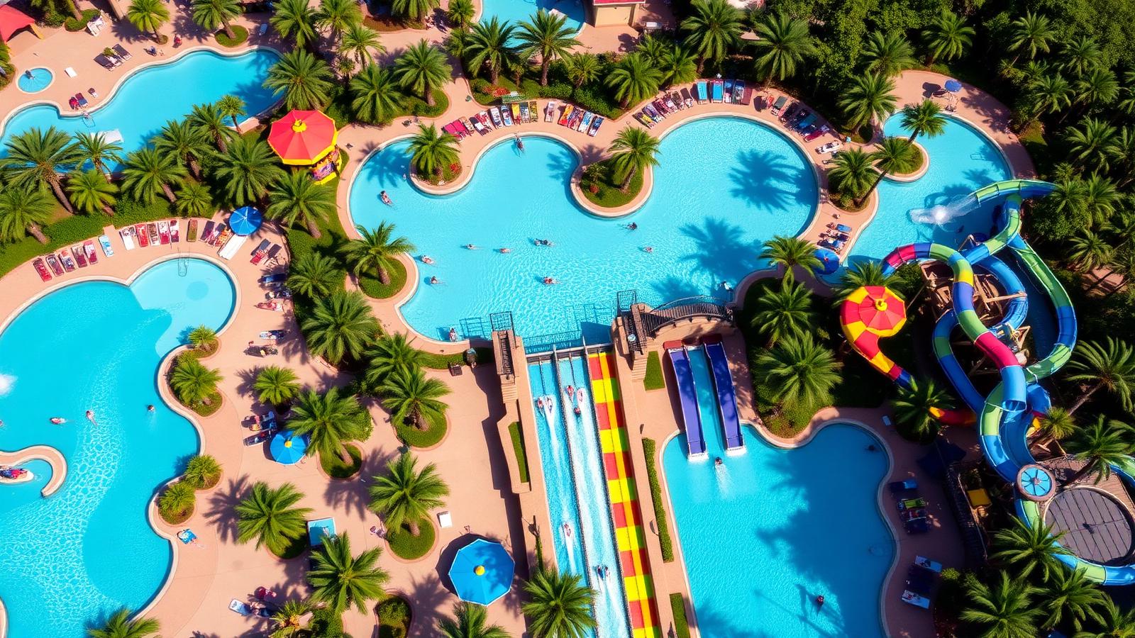 Aquatica Orlando with turquoise pools, colorful slides, and a tropical South Pacific atmosphere
