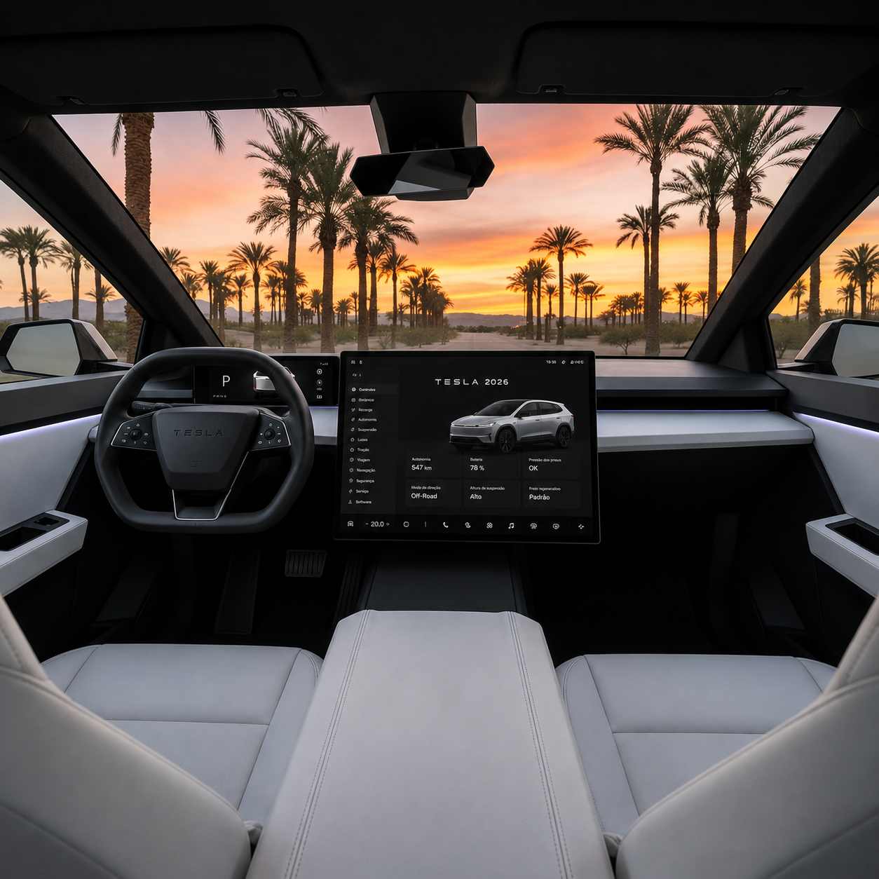 Interior do Tesla Cybertruck