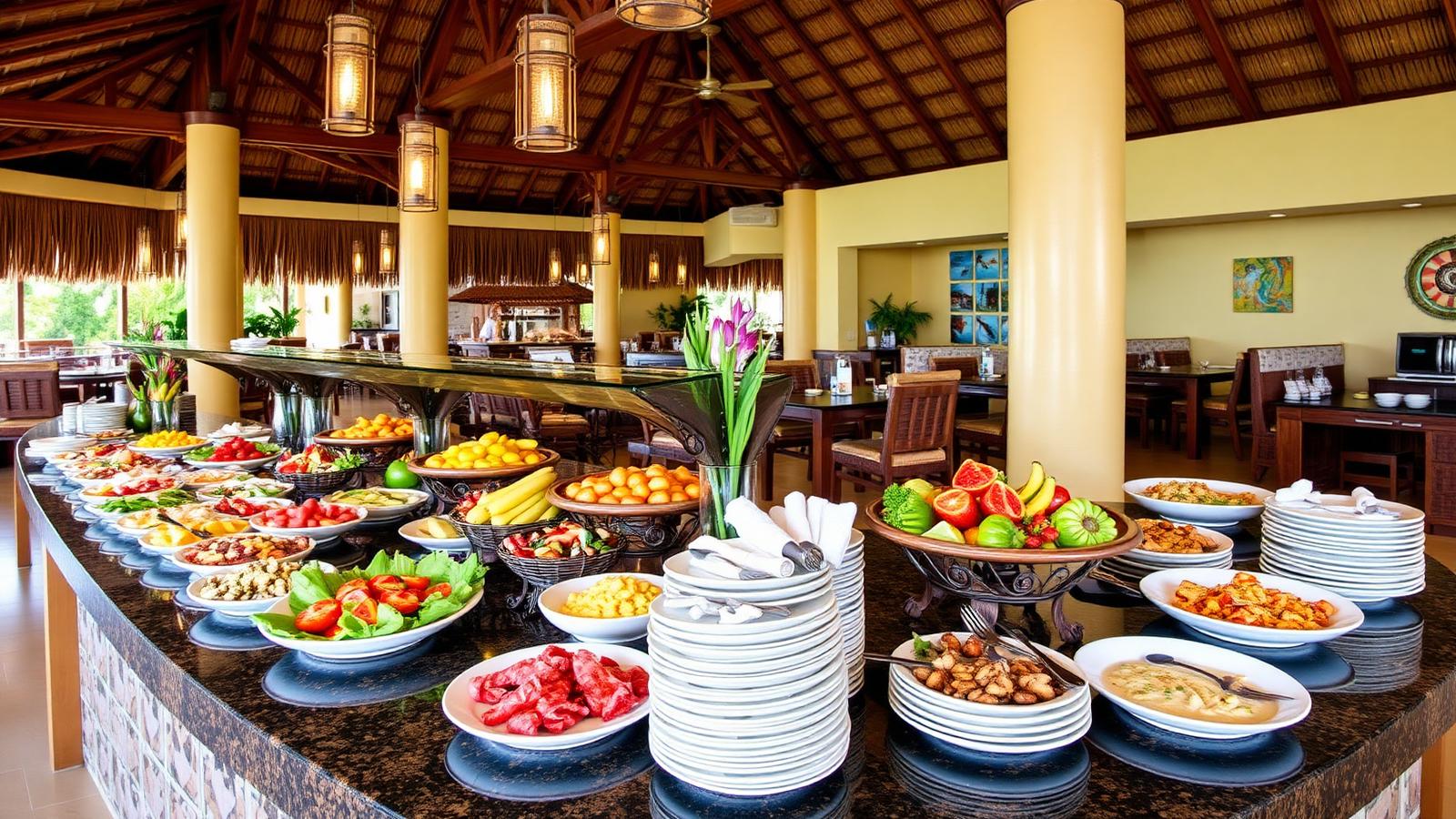 The Laguna Grill buffet at Discovery Cove with colorful dishes