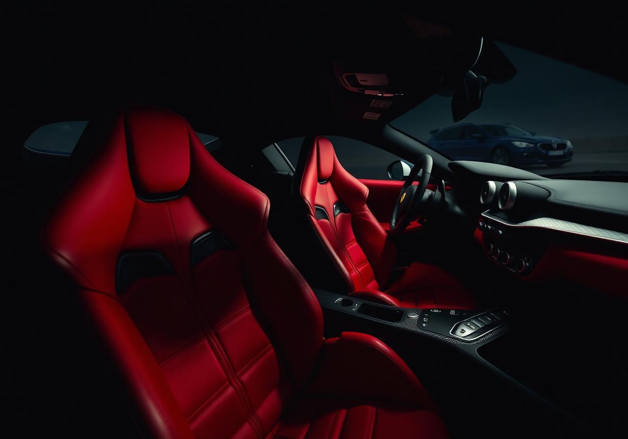 Ferrari red leather interior and dashboard