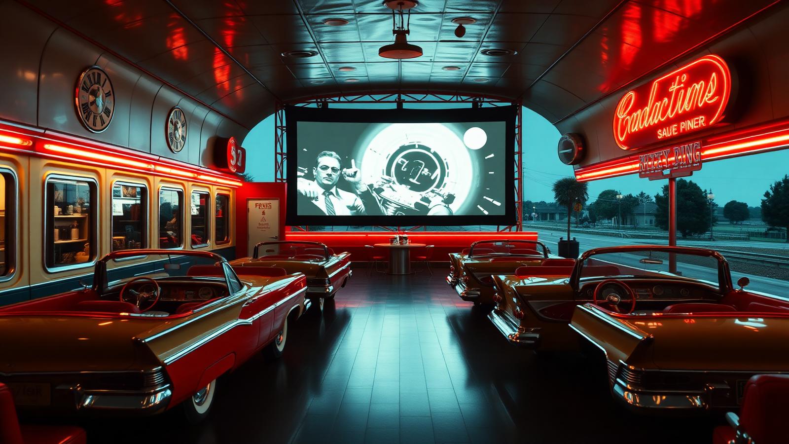 Interior of the Sci-Fi Dine-In Theater