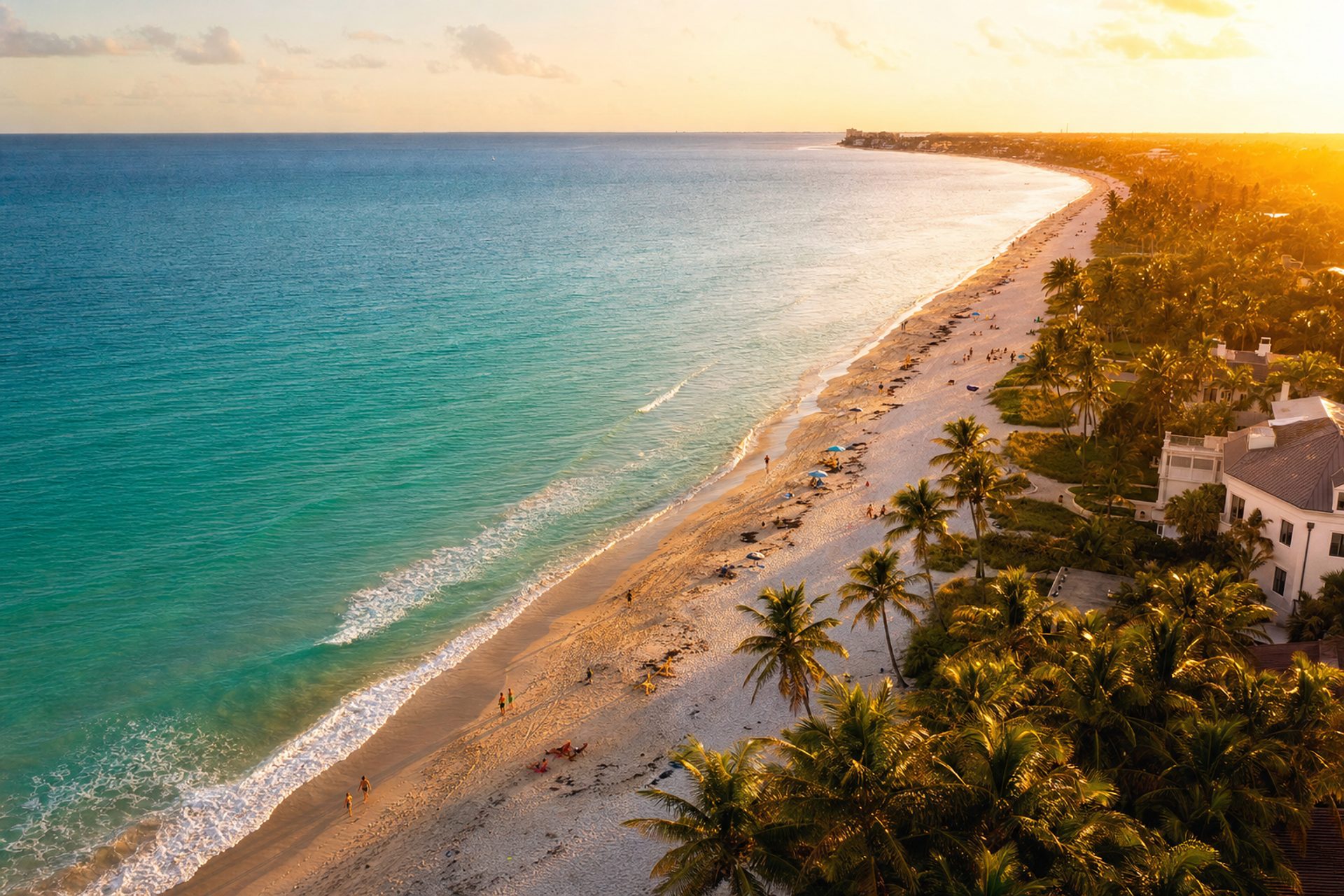 A white-sand Florida beach with turquoise water