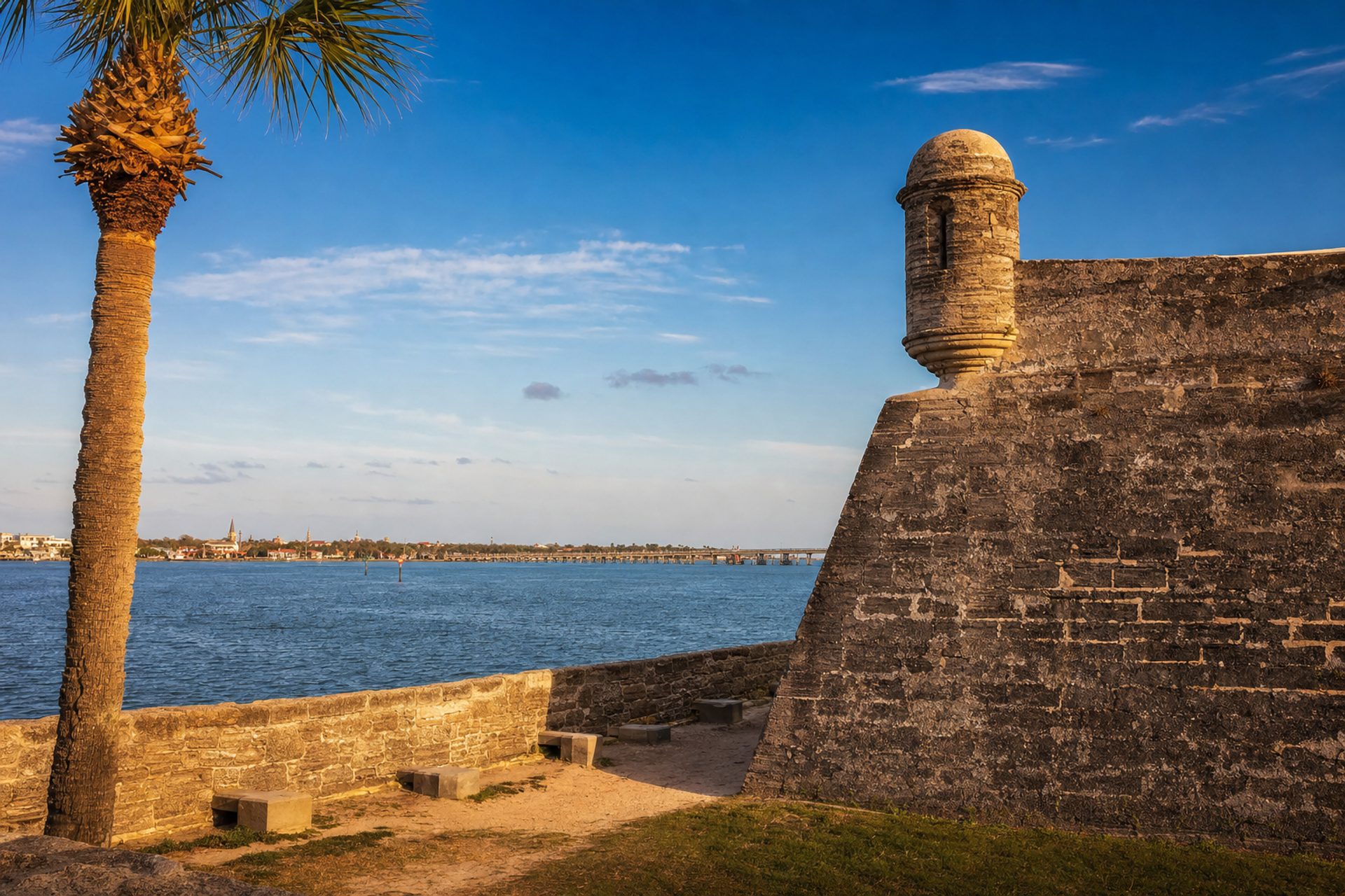 Castillo de San Marcos fort and Spanish colonial architecture in Saint Augustine